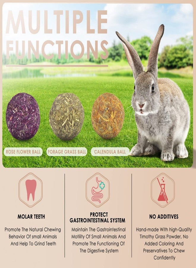 Bissap Bunny Chew Toys 15PCS, 100% Natural Flowers Flavored Timothy Hay Balls Rabbit Chew Treats for Hamster Guinea Pigs Rats Chinchillas Gerbils and Other Small Animals Teeth Care - Image 3